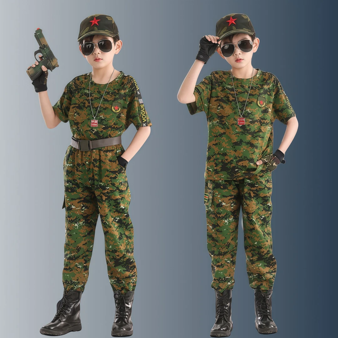 迷彩服儿童夏装套装2025新款男童特种兵运动户外军训服夏令营童装