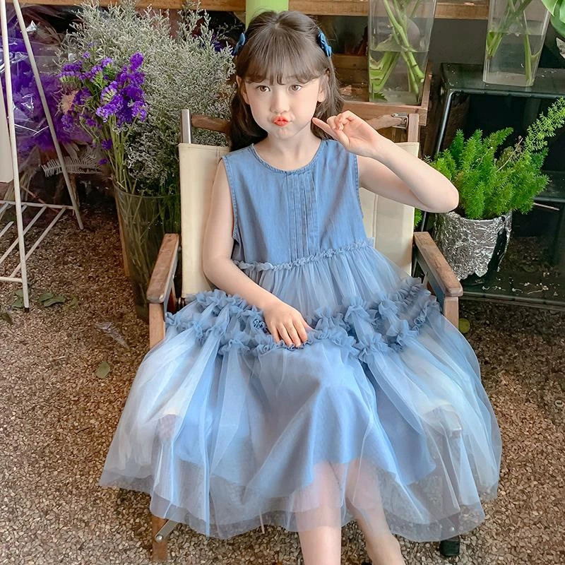 女童夏装连衣裙儿童2025新款洋气女孩无袖夏季网纱高级感公主裙子