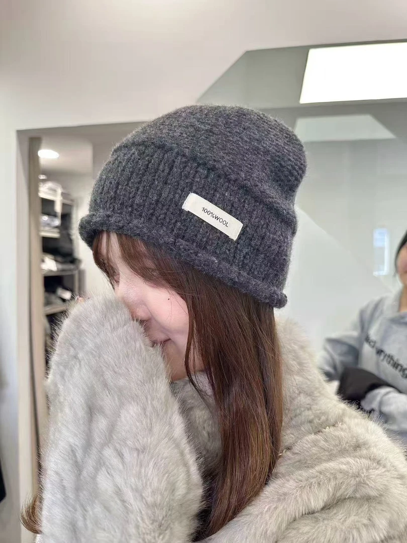 【针织帽】韩系羊毛卷边针织帽