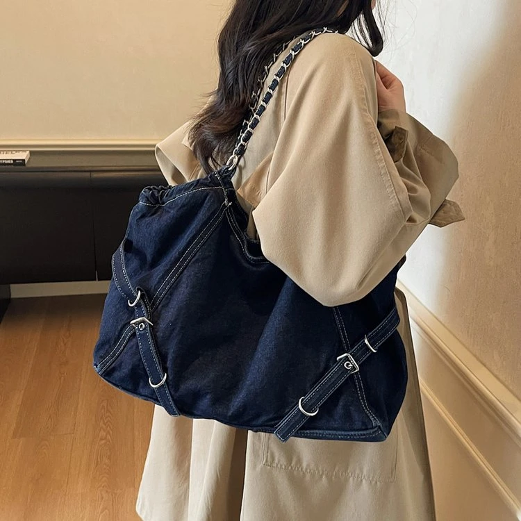 美式复古大容量牛仔布托特包包女生新款高级质感通勤单肩腋下包