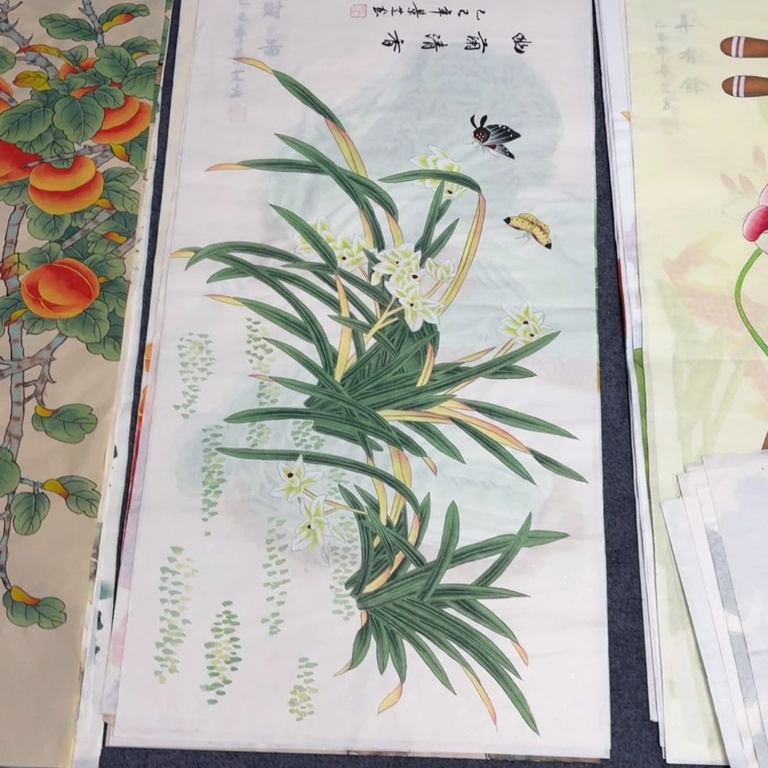 你***9国画100×50工笔手绘画画画