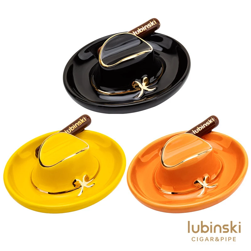 LUBINSKI鲁宾斯基雪茄烟托多功能创意便携陶瓷牛仔帽造型雪茄支架