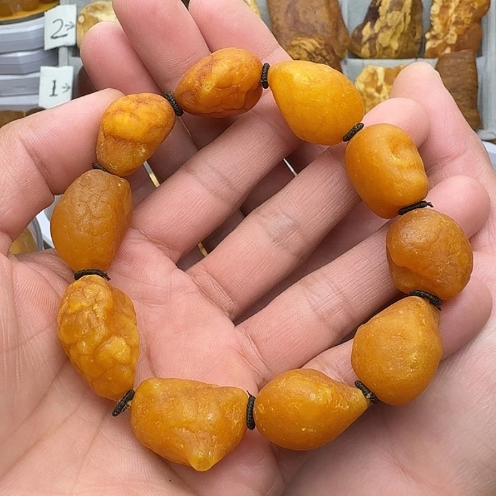 琥珀未镶嵌裸石天然蜜蜡手串