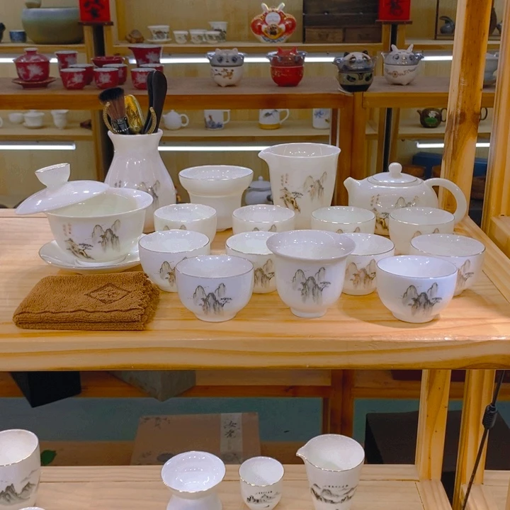 【不止】羊脂玉瓷茶具套装