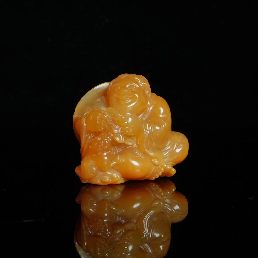 DY-C382寿山 田黄石 刘海戏金蟾摆件 50*30*43mm72.72g