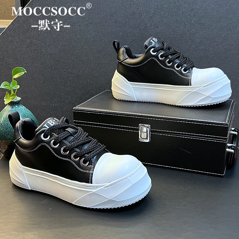 MOCCSOCC板鞋男款轻奢高级感大头鞋厚底增高鞋时尚百搭休闲运动鞋