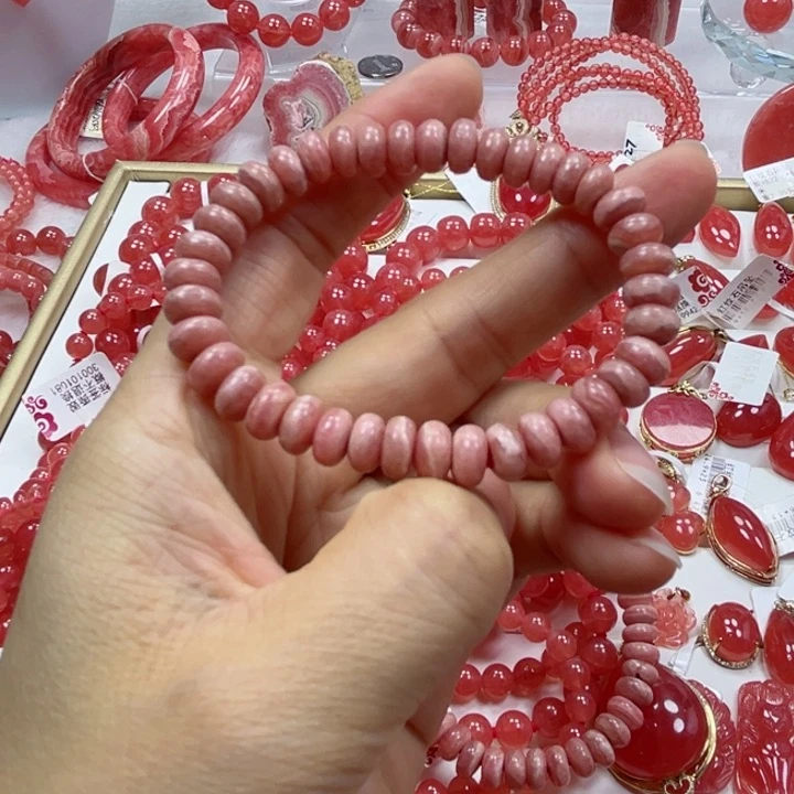 菱锰矿（红纹石）未镶嵌手串