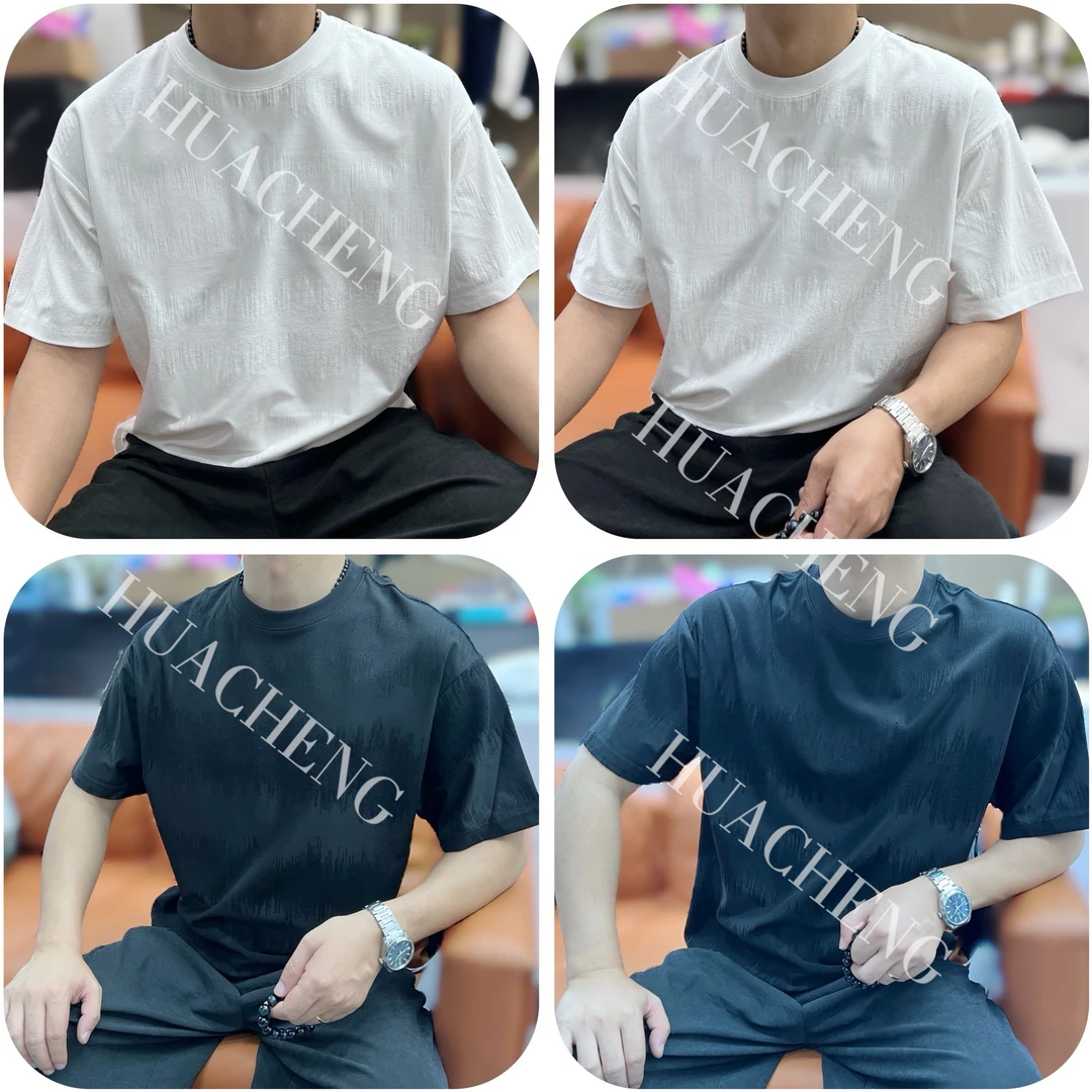 【画成】夏季日系男士简约提花暗纹百搭款潮牌舒适圆领短袖 6950