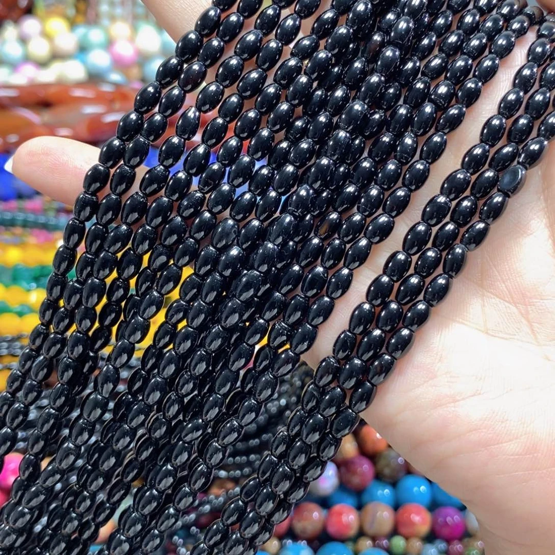 玛瑙/玉髓未镶嵌珠宝半成品黑玛瑙米珠卡6mm到手两条