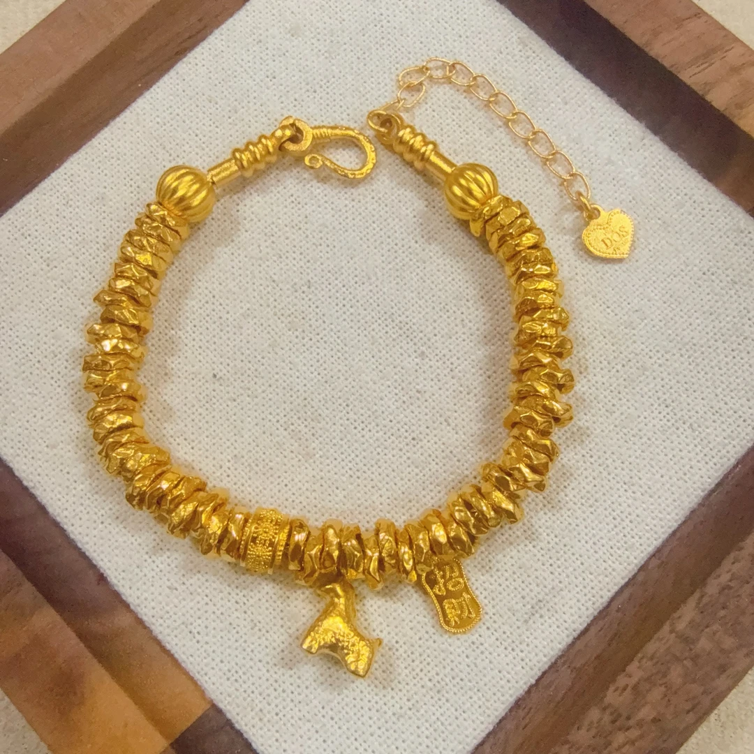 【足金马上有钱盘缠手串】卡6mm(配合金链）