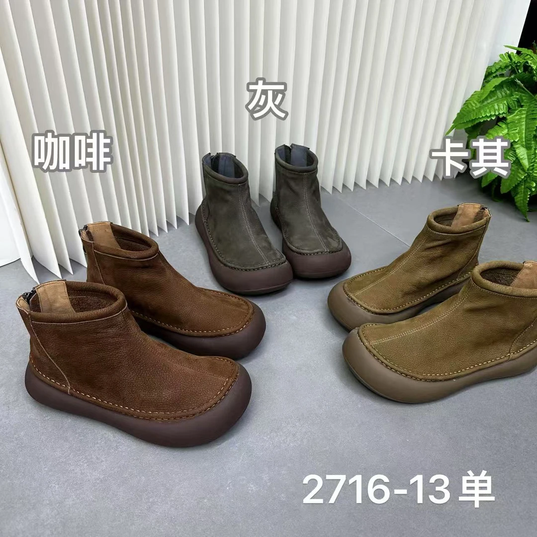 2716-13春季新款复古休闲百搭真皮女靴