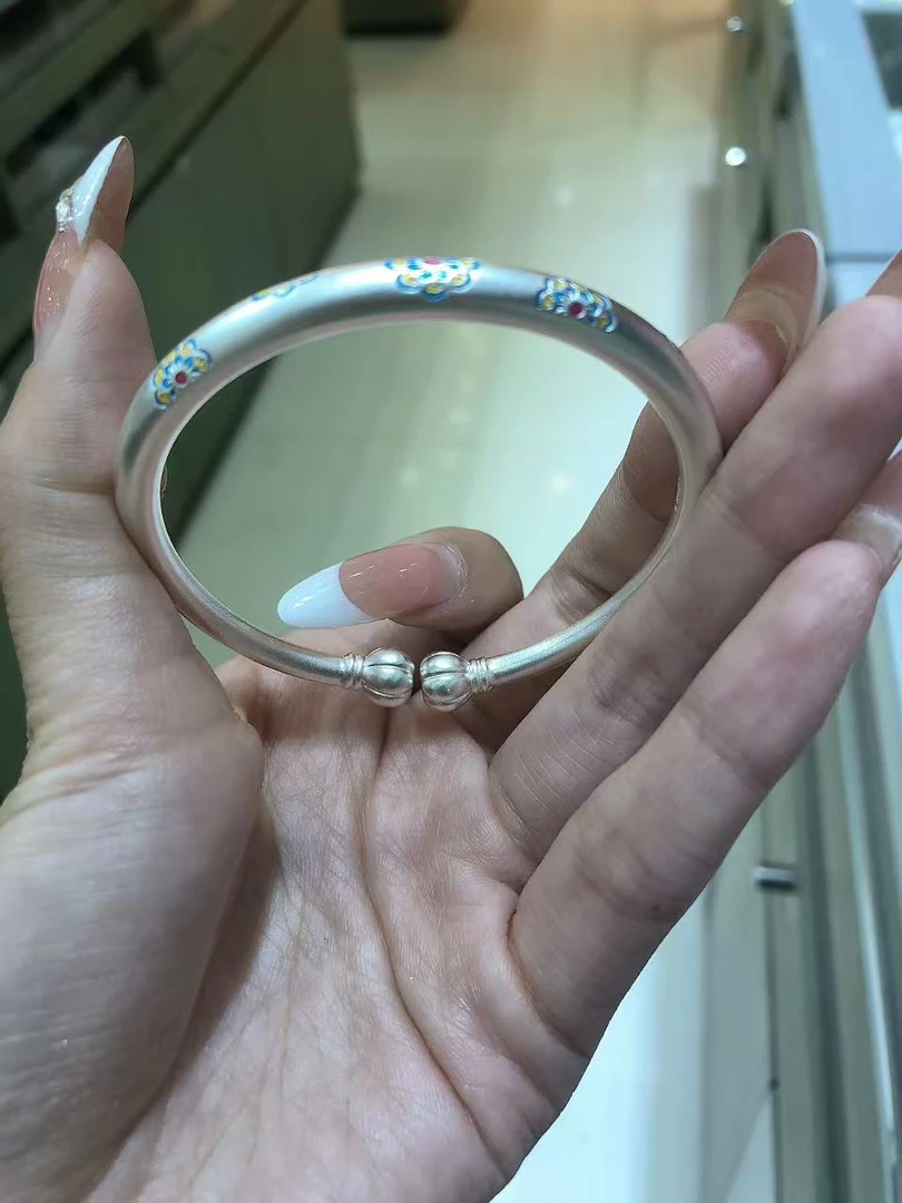 足银手镯 足银999.9宝象花南瓜手镯