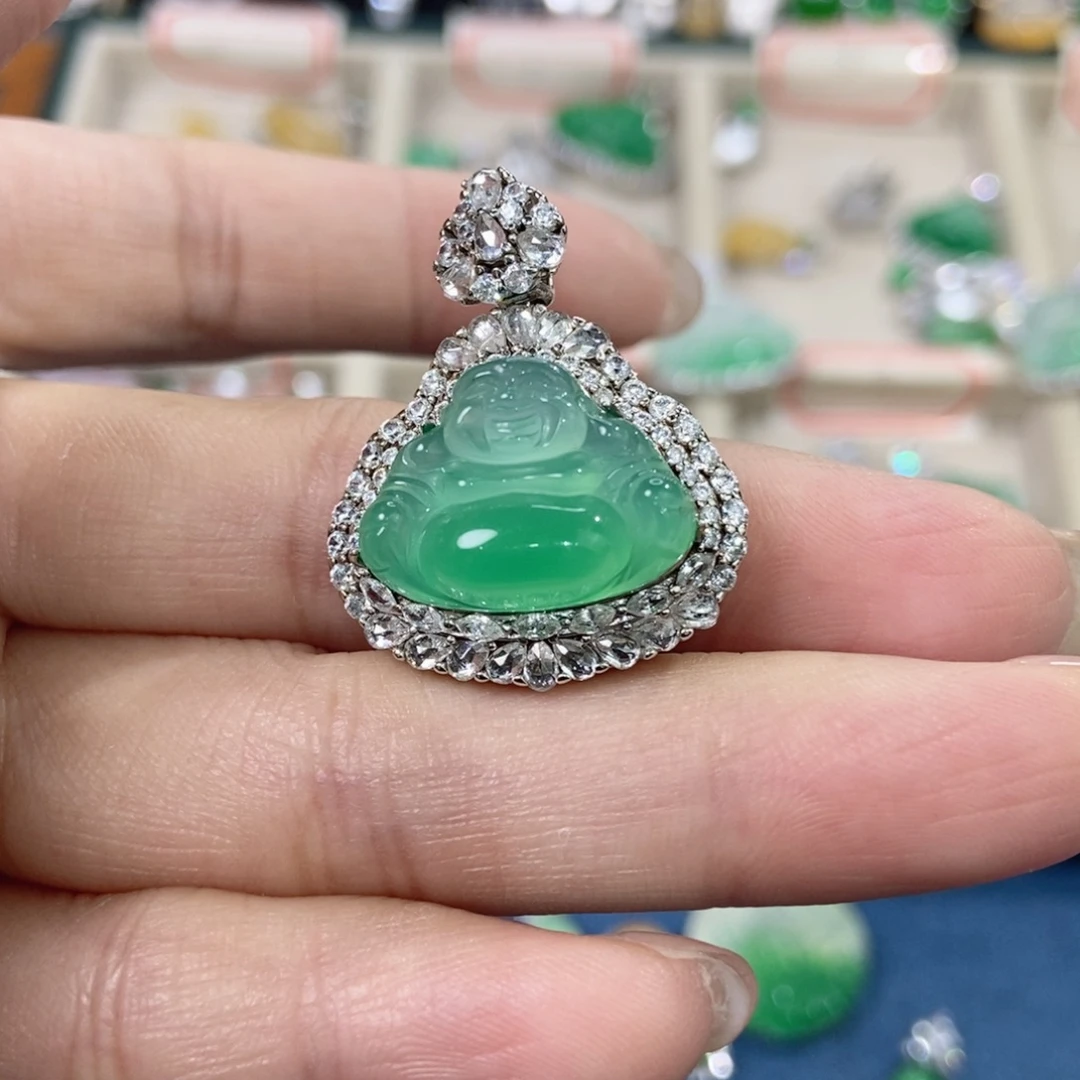 ****1玛瑙/玉髓银S925镶嵌吊坠(不含链)