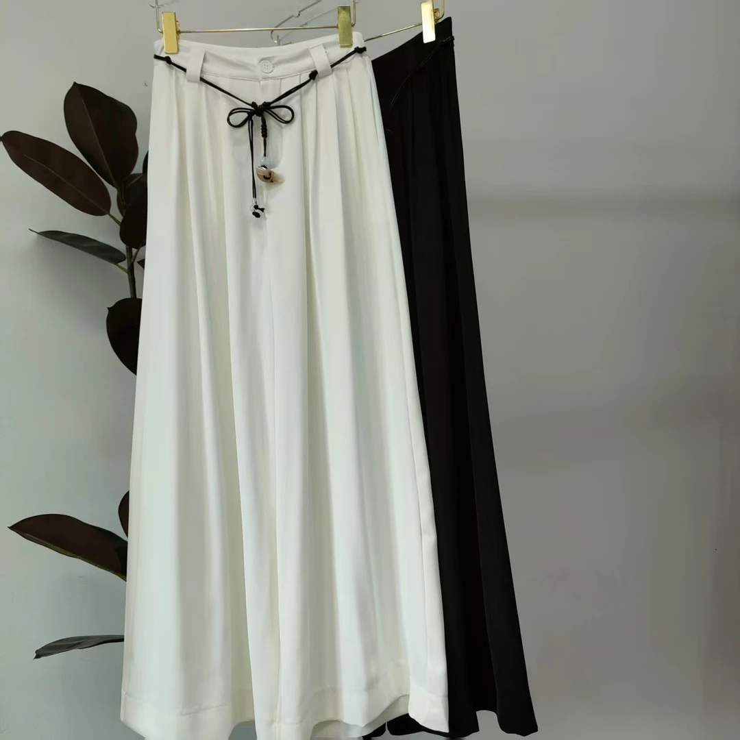 【晨浠定制】新款时尚气质休闲简约高腰显瘦阔腿裤0331