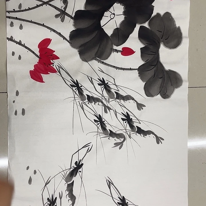 书法荷花九龙图霍志楠老师手绘