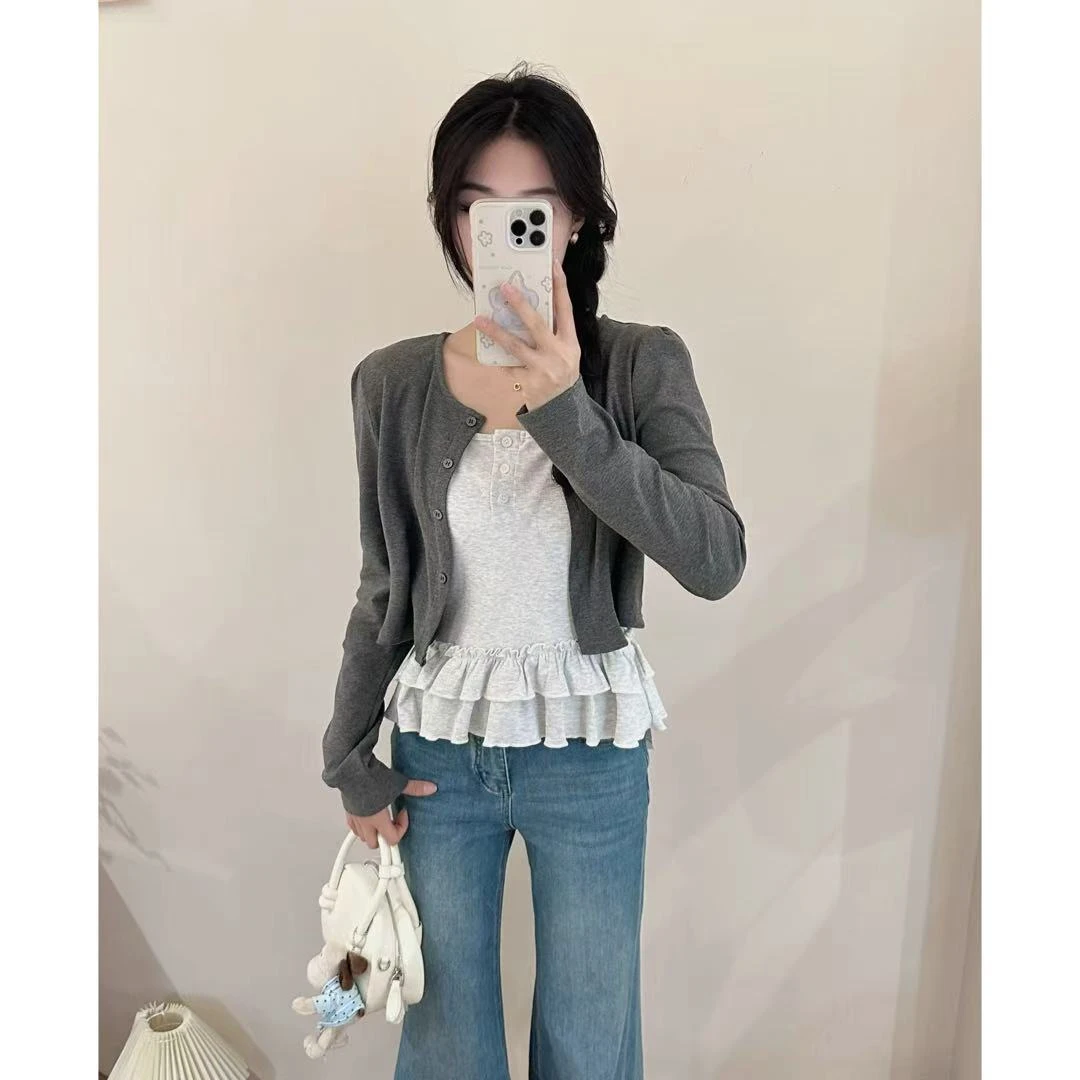 【NO退NO换】韩系甜美吊带+开衫两件套30588