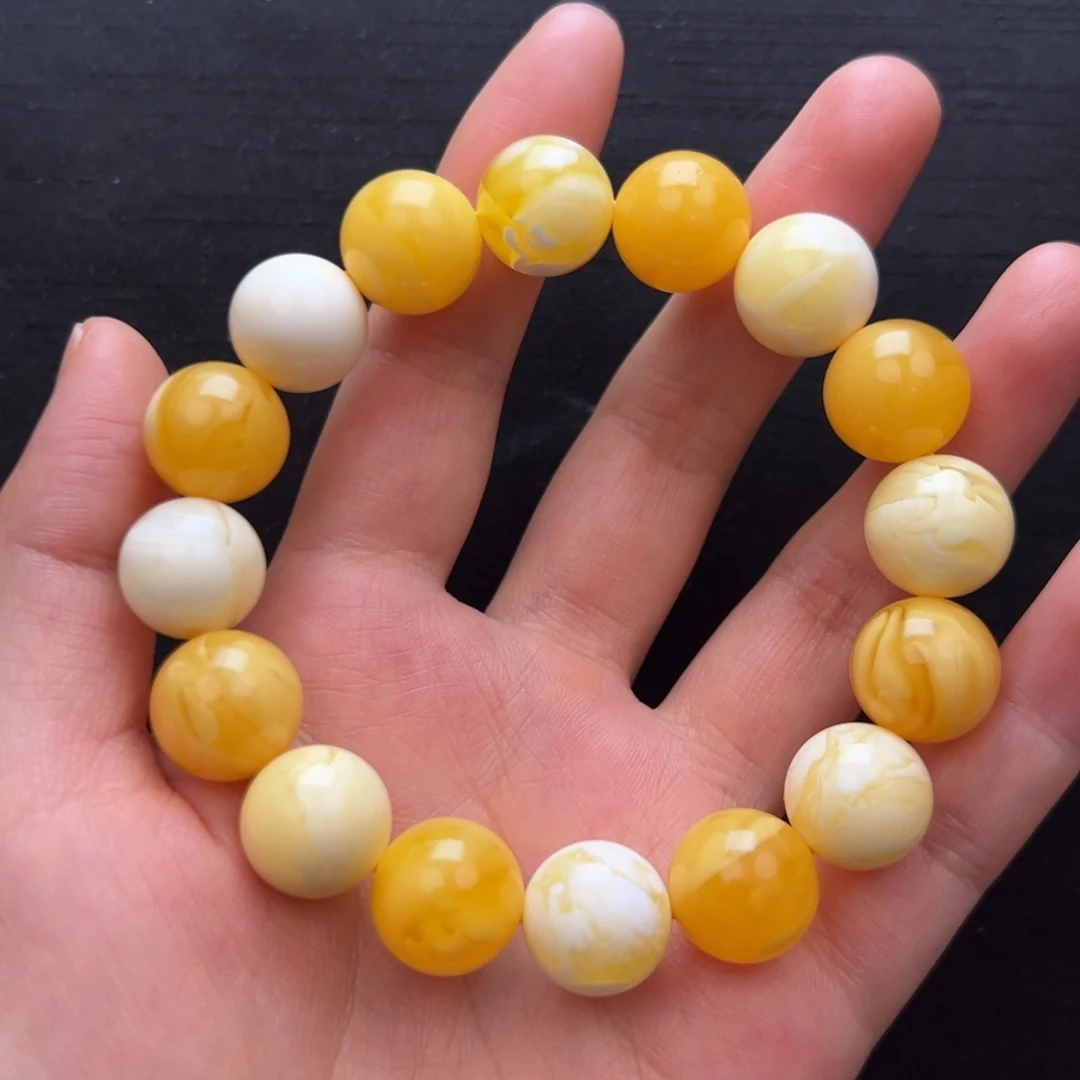 琥珀未镶嵌裸石多宝手串13mm