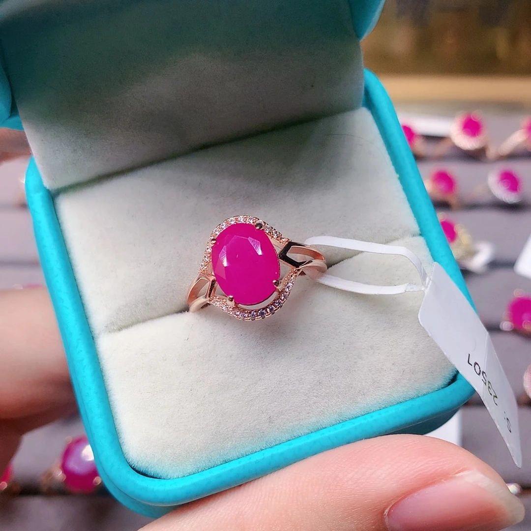 红宝石戒指银S925镶嵌