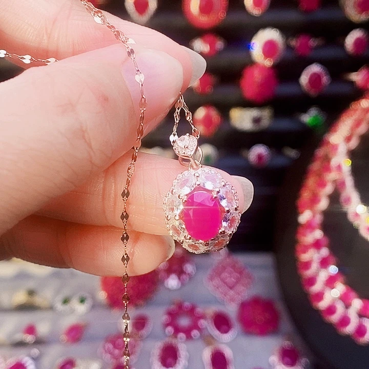 颈饰银S925镶嵌红宝石