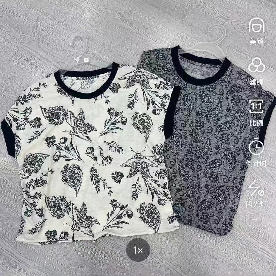 夏季棉腰果花短袖