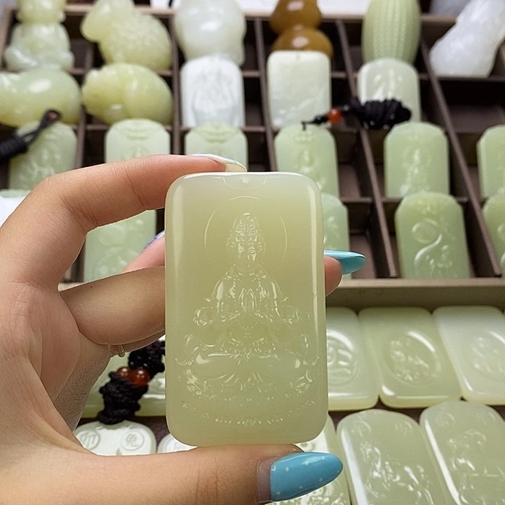 昆仑石双面观音牌