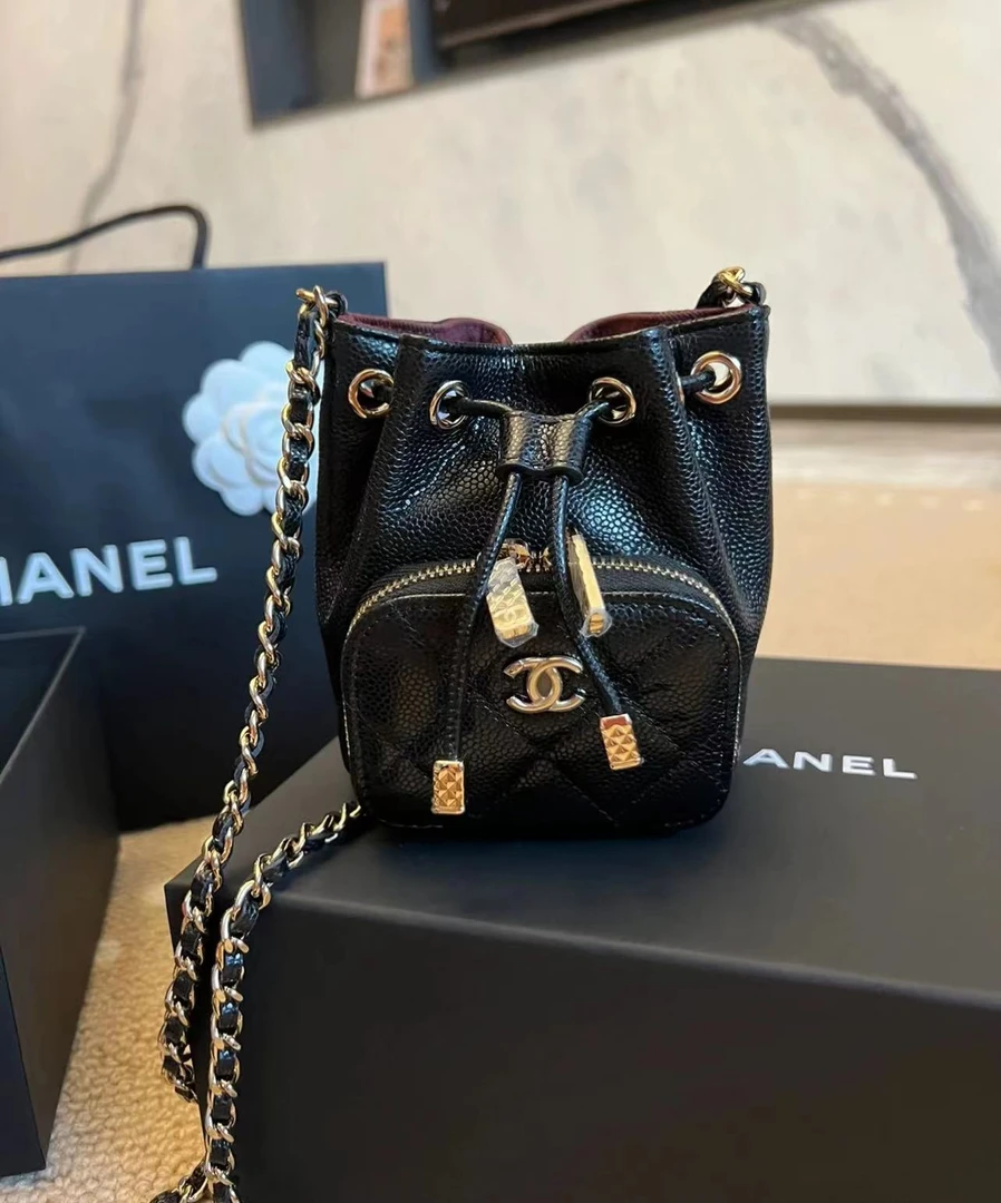 99新 Chanel/香奈儿 黑金鱼子酱烧麦小废包 10cm 14322538
