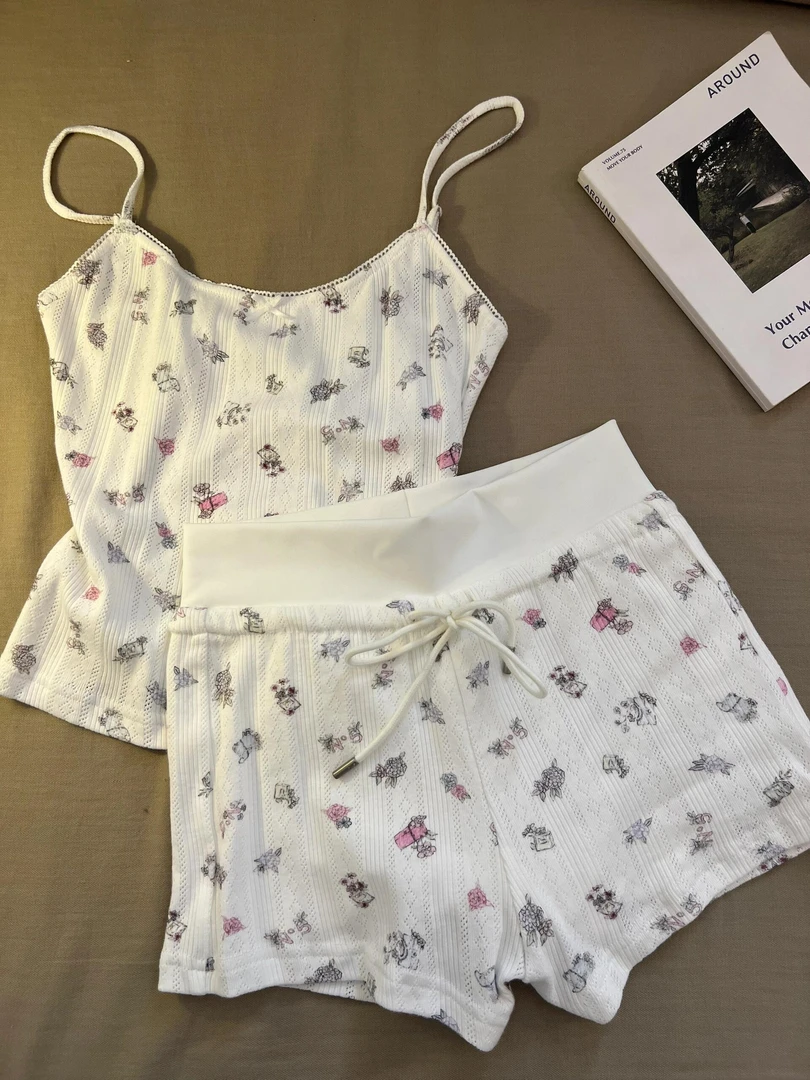 【蕾丝边小熊】韩系可爱休闲吊带睡衣女夏季新款可外穿家居睡衣女大