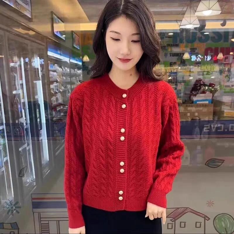 欧货2025秋冬新款毛衣针织开衫洋气气质百搭长袖上衣短款显瘦女