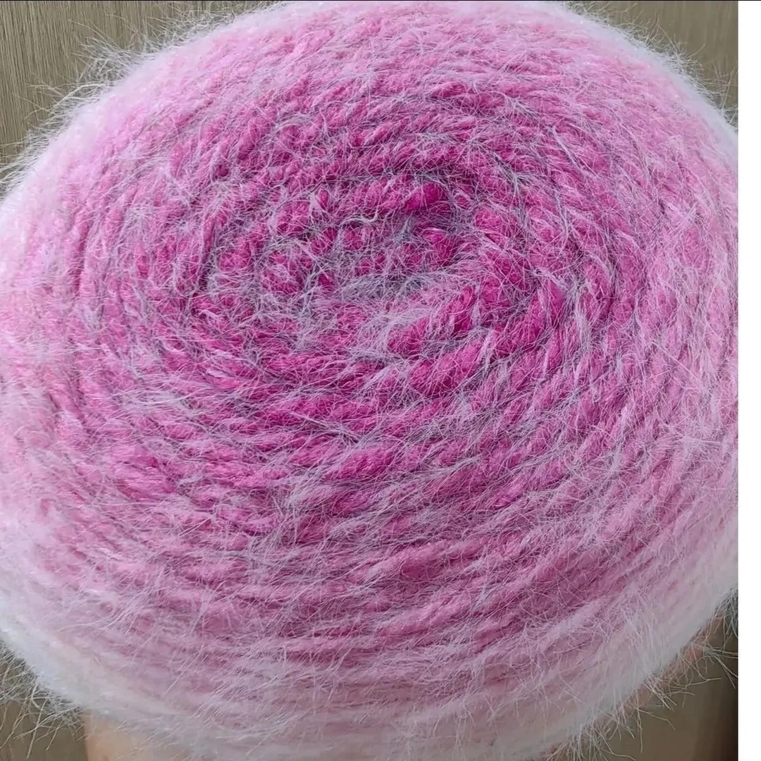 渐变长绒羽毛线手工编织七星毯围巾花束用毛线