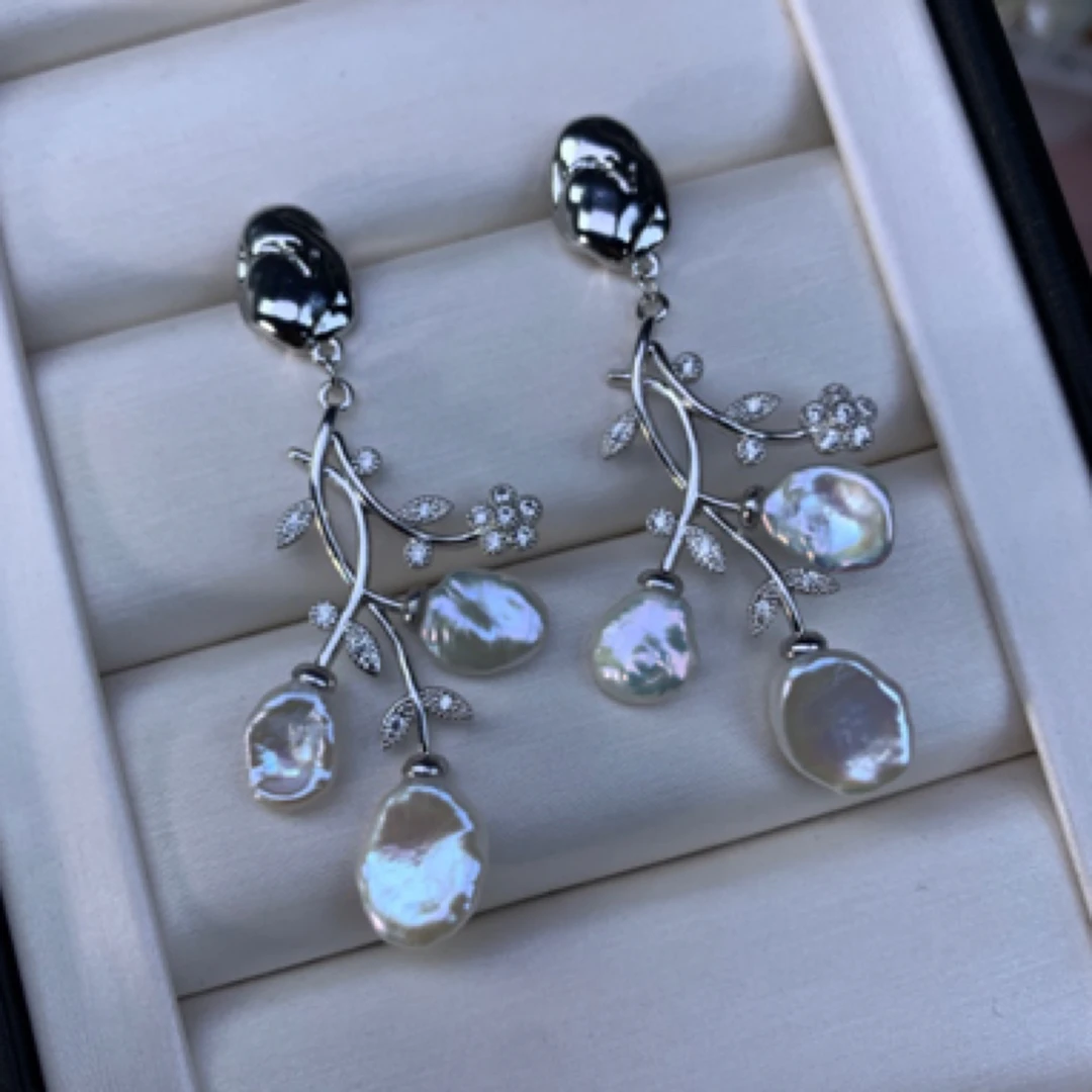 铜合金耳饰 原创花瓣枝蔓耳环长款多样性发货