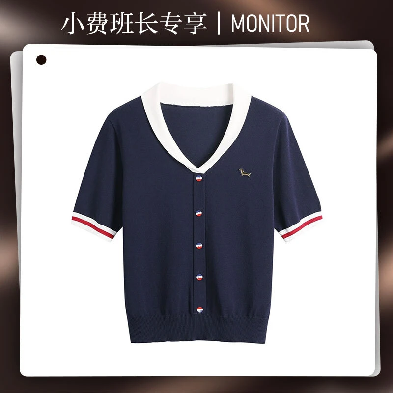 25新款 v领短袖休闲上衣针织衫0010