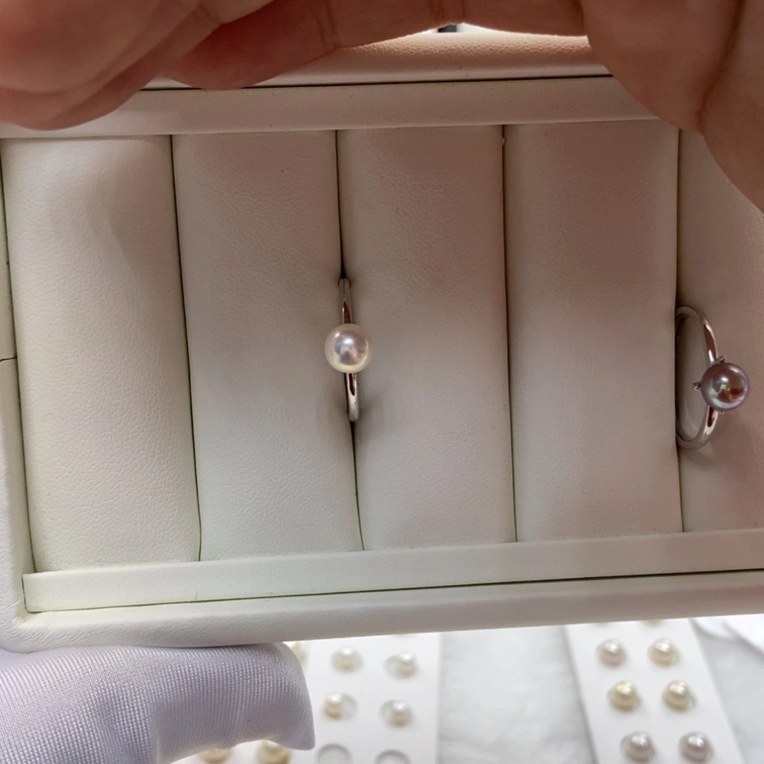 银S925镶嵌戒指淡水珍珠6-7无核