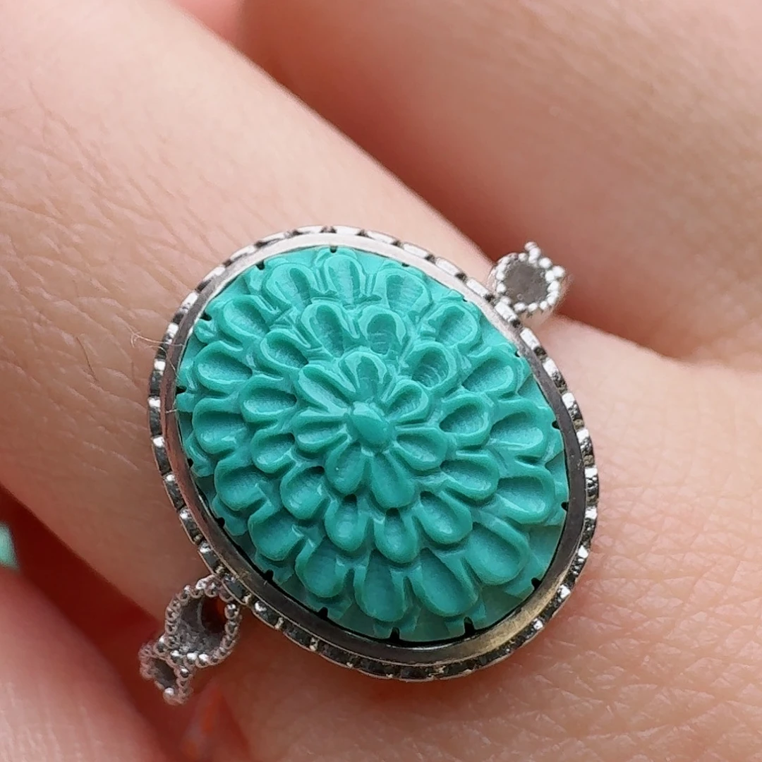 绿松石银S925镶嵌戒指