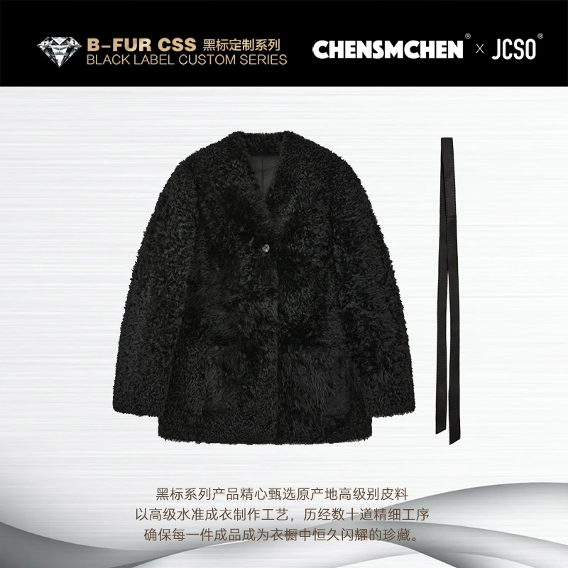 【CHENSMCHEN×JCSO】进口天鹅领双面穿拉贡皮毛一体外套CdSU11916LC