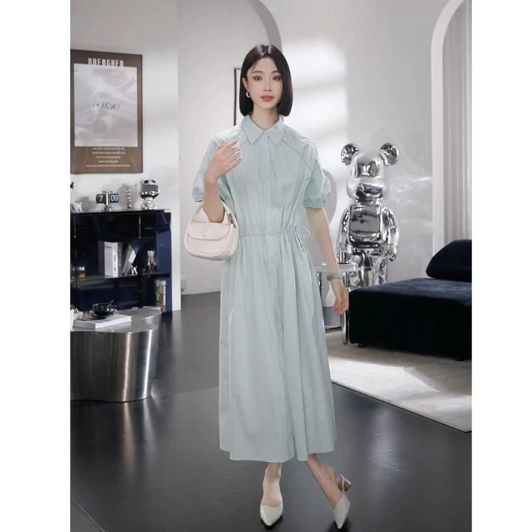 【Chanllete Meline】夏季法式镂空衬衫100棉气质连衣裙CMCL-10272