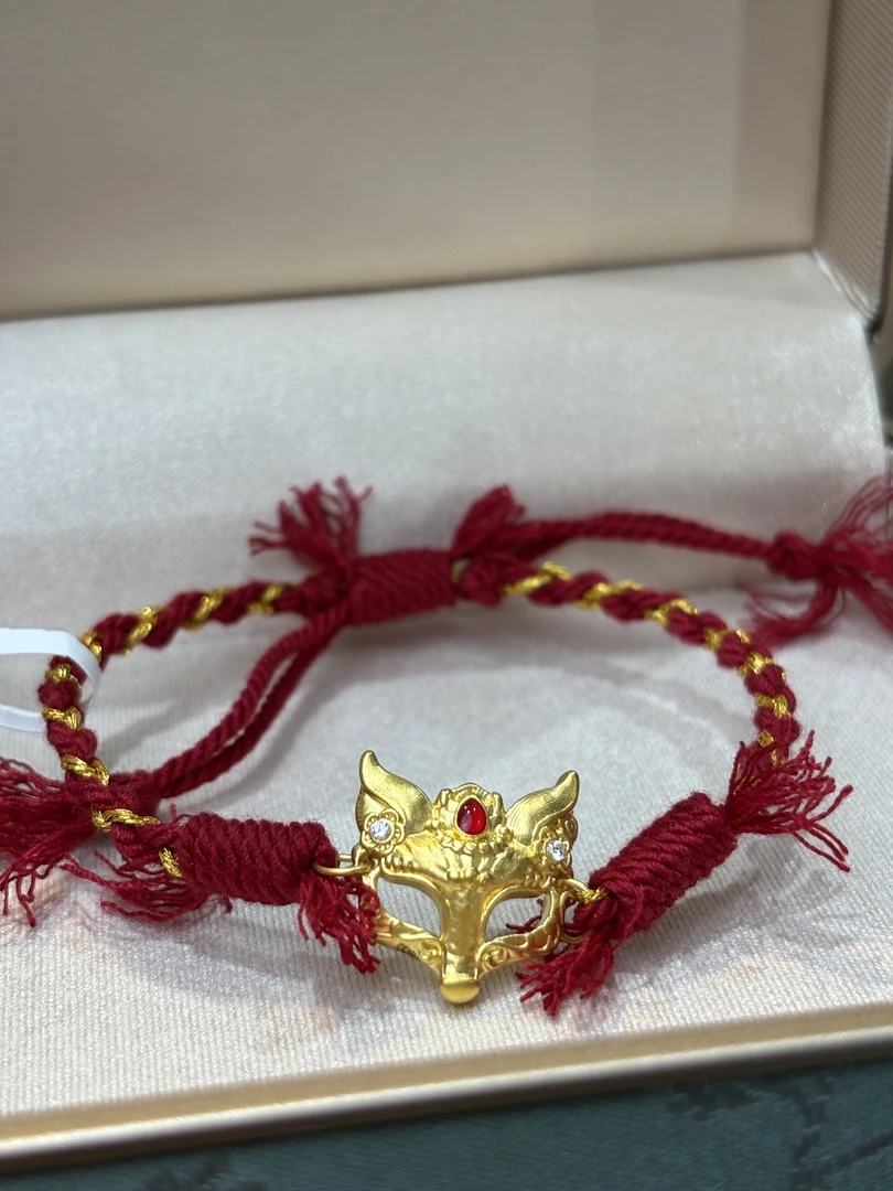 魅力无边足金999狐狸面具配件手绳