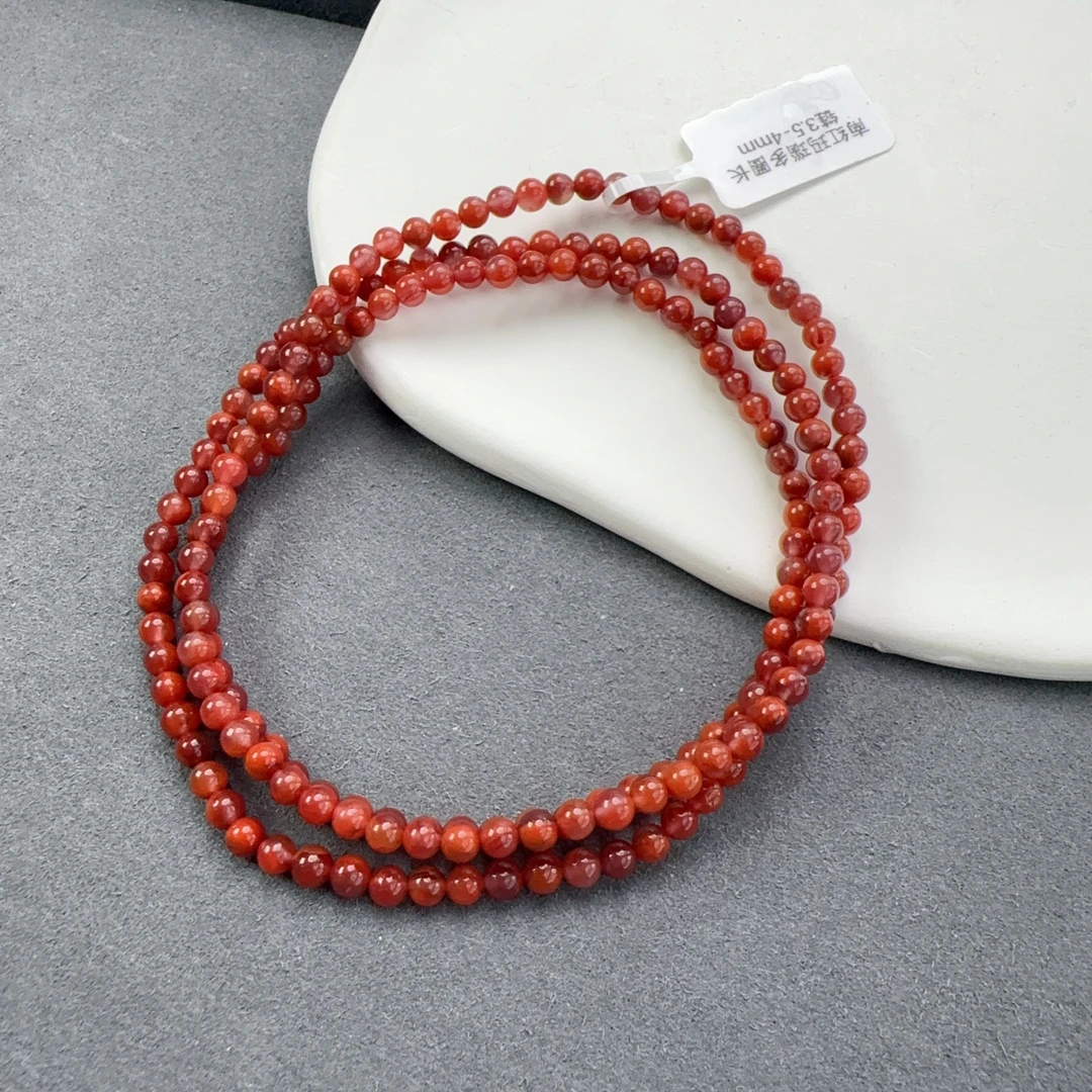 南红玛瑙多圈长链3.5-4mm
