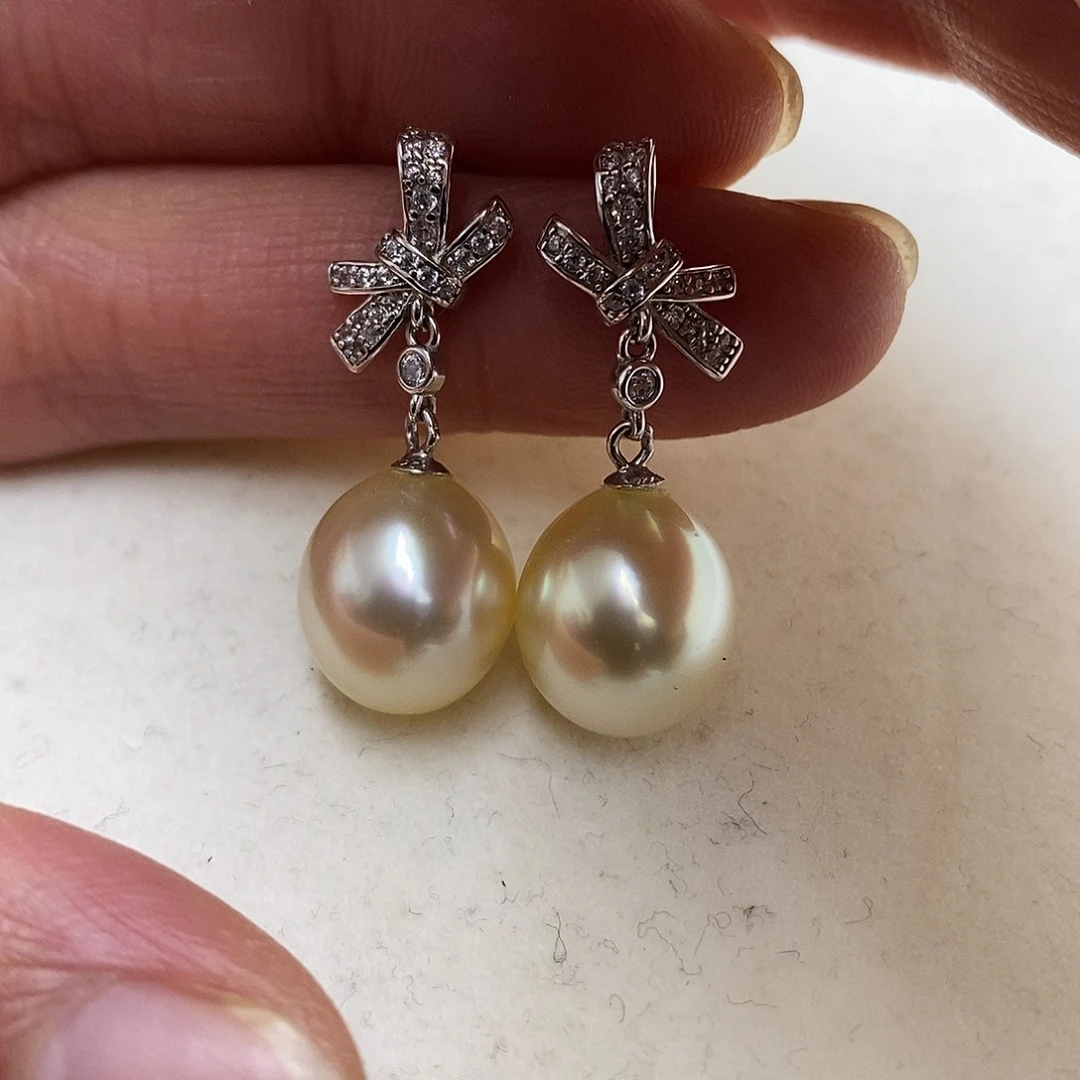 银S925镶嵌耳饰海水珍珠