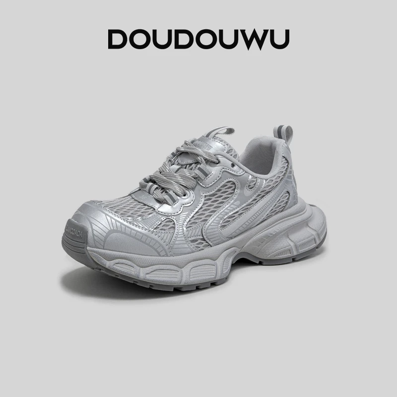 豆豆屋厚底老爹鞋女网面2025春夏新款韩版潮运动休闲百搭松糕女鞋