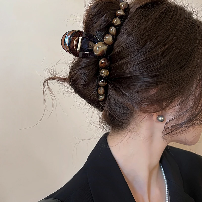 高级感抓夹渐变圆珠鲨鱼夹大号发夹女2025新款上班族发抓高端头饰