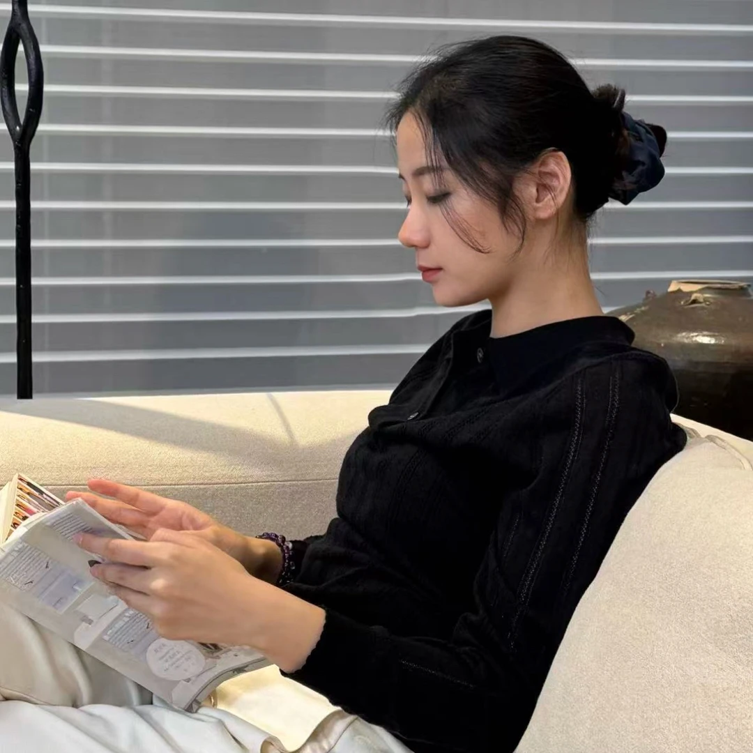 BBJ Studios|"温柔序曲"无硅油柔软镂空真丝羊绒长袖polo衫3273