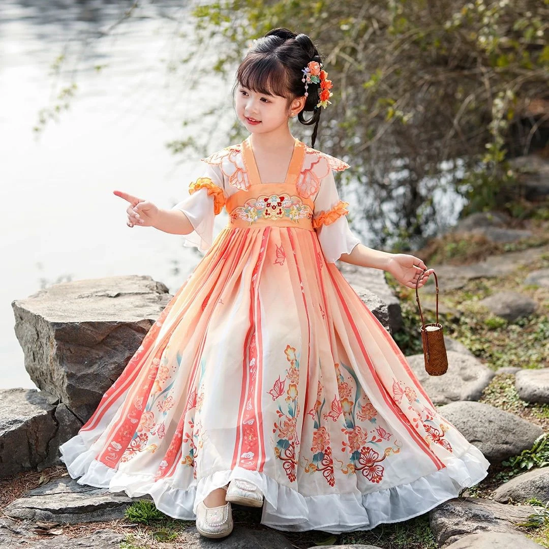 汉服儿童中国风飘逸超仙夏季女童短袖公主唐装纱裙小女孩古装汉裙