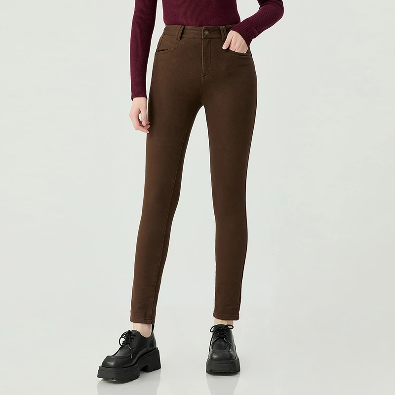 阿玛施AMASS时尚经典百搭气质高腰休闲简约紧身九分牛仔裤5100541