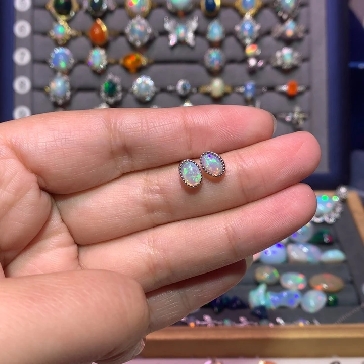 银S925镶嵌欧泊耳钉款式6****6