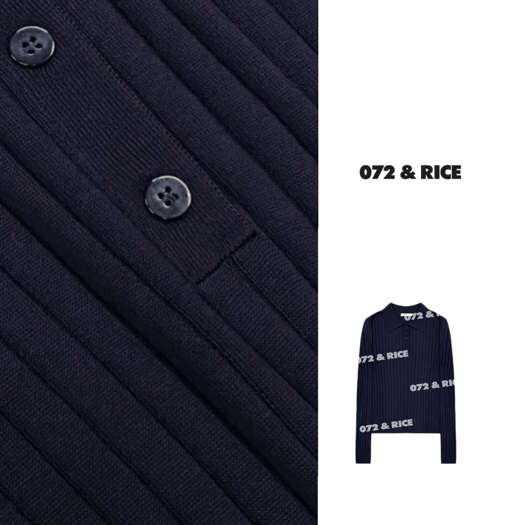 072 & RICE【爱琴海】莱赛尔+羊毛 春季休闲翻领长袖针织衫 24SJ54