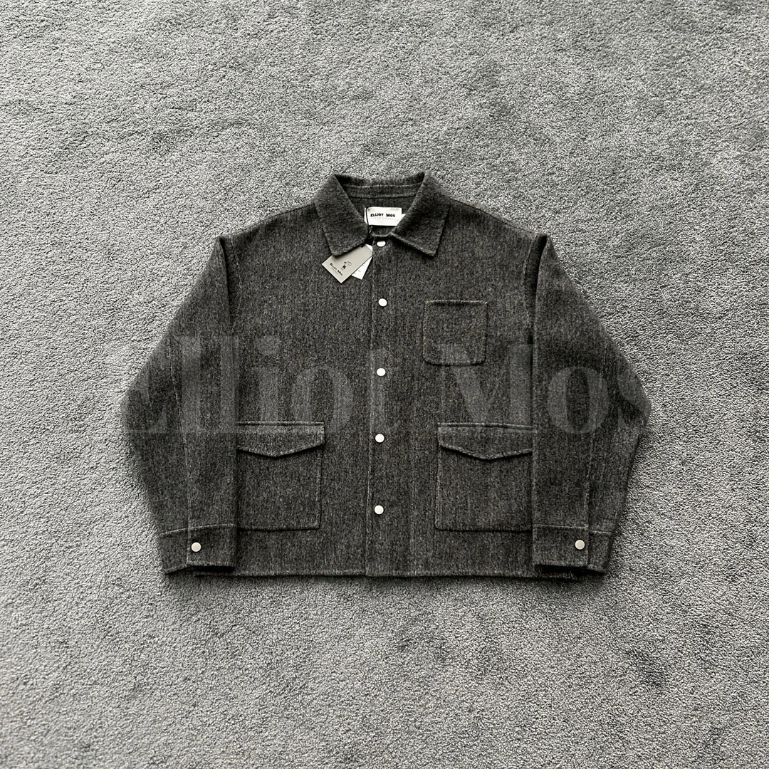 Elliot Mos复古工装风~Wool Coat 羊毛混纺翻领双面呢外套-0931