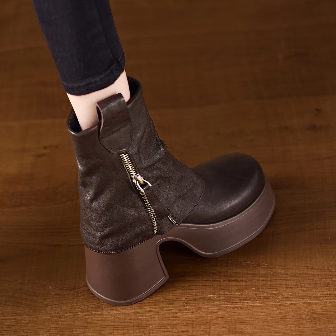 小个子增高10cm美拉德靴子新款防水台不累脚高跟短靴英伦风马丁靴