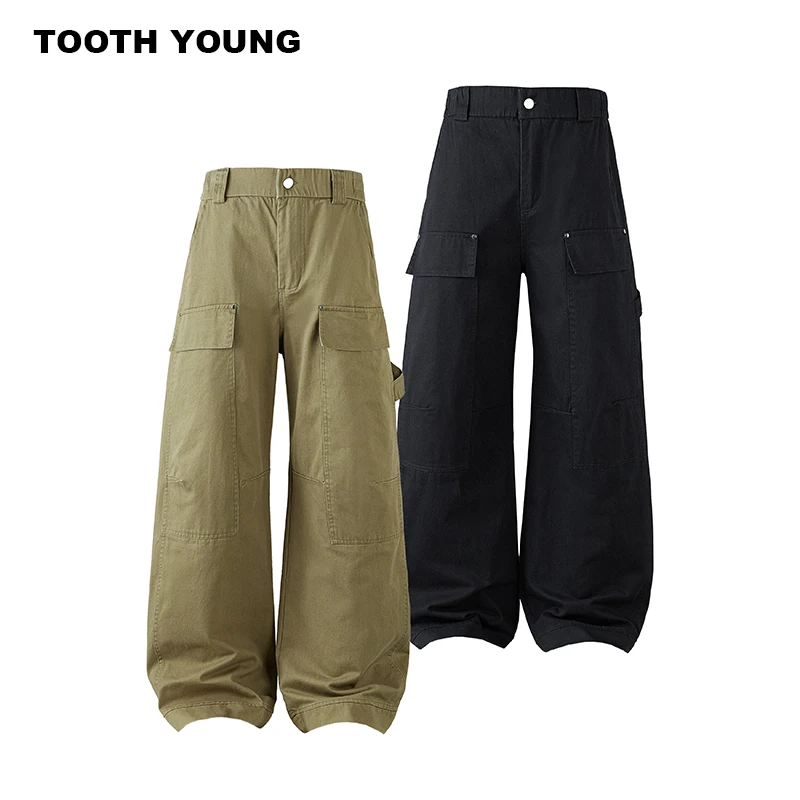 TOOTH YOUNG【山系伐木裤】半松紧腰秋季新品宽松工装休闲长裤