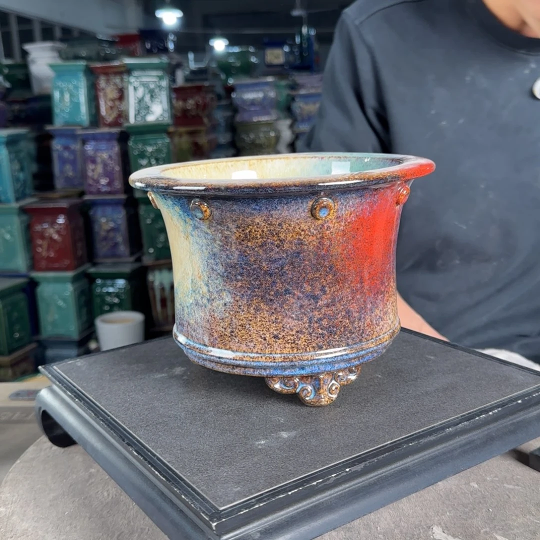 一风堂石湾花盆。无孔 高温裂
