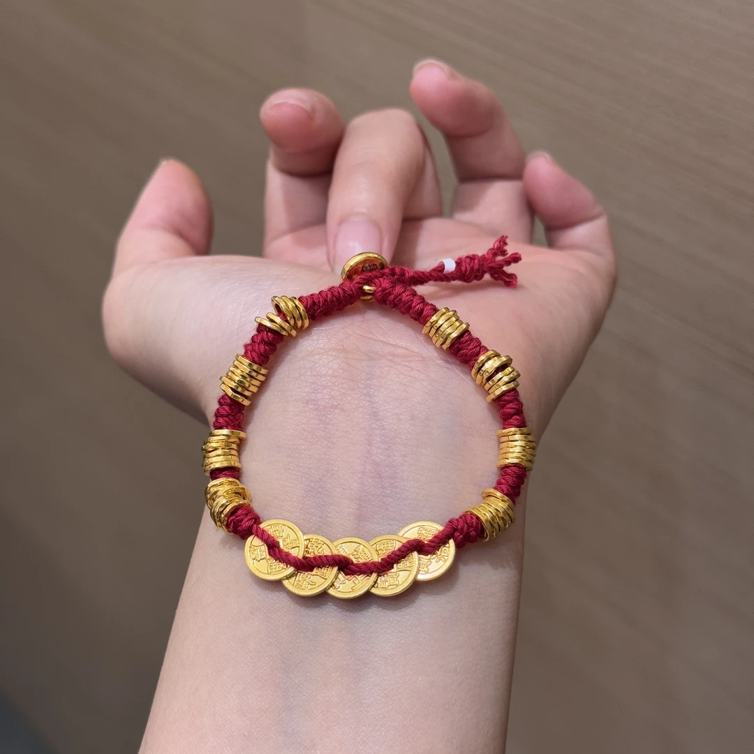 【菠萝珠宝】足金999 五帝币 盘缠手串   金重：22.28克